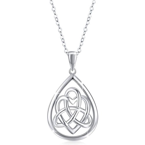 Sterling Silver Celtic Knot & Drop Shape Pendant Necklace