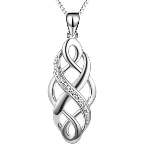 Sterling Silver Cubic Zirconia Celtic Knot & Infinity Symbol Pendant Necklace