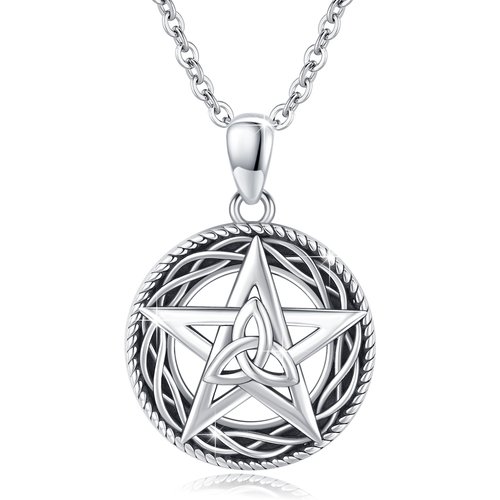 Sterling Silver Celtic Knot & Pentagram Pendant Necklace