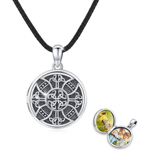 Sterling Silver Celtic Knot Personalized Photo Locket Necklace