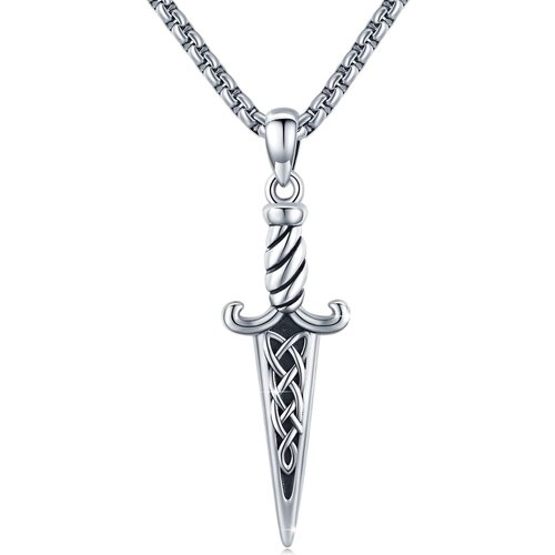 Sterling Silver Celtic Knot & Sword Pendant Necklace