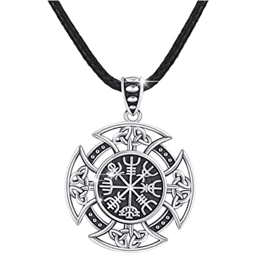 Sterling Silver Celtic Knot Viking Rune Nordic Odin Amulet Pagan Pendant Necklace