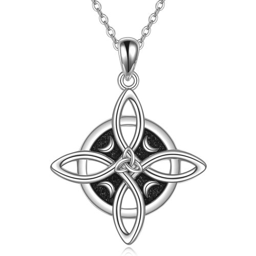 Sterling Silver Celtic Knot & Witches Knot Pendant Necklace For Men
