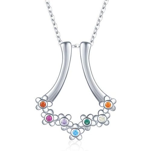 925 Sterling Silver Chakra Wildflowers Necklace for Women