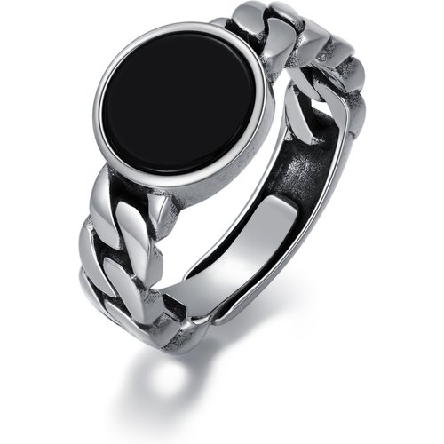 Sterling Silver Round Shaped Agate Round Open Ring