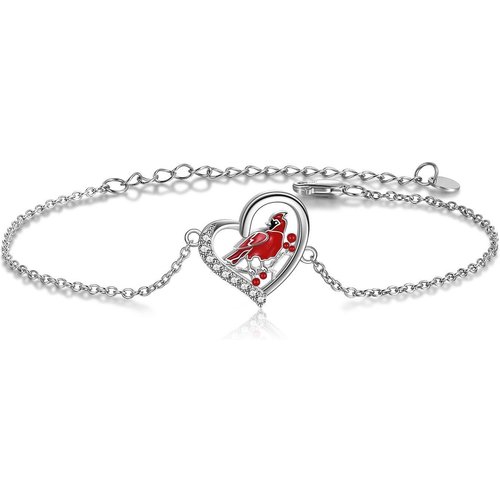 Sterling Silver Circular Shaped Cubic Zirconia Bird & Heart Single Layer Anklet