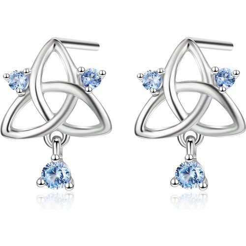 Sterling Silver Cubic Zirconia Celtic Knot Drop Earrings