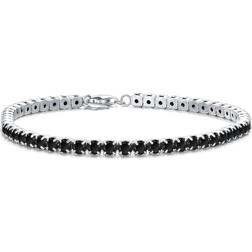 Sterling Silver Circular Shaped Cubic Zirconia Chain Bracelet