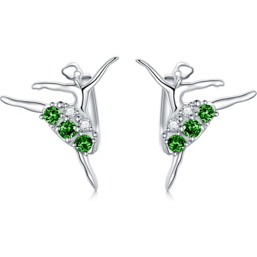 Sterling Silver Cubic Zirconia Dancing Girl Stud Earrings