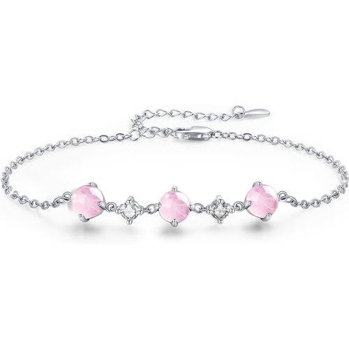 Sterling Silver Circular Shaped Crystal Bead Charm Bracelet