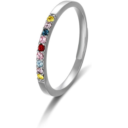 Sterling Silver Round Shaped Crystal Open Ring