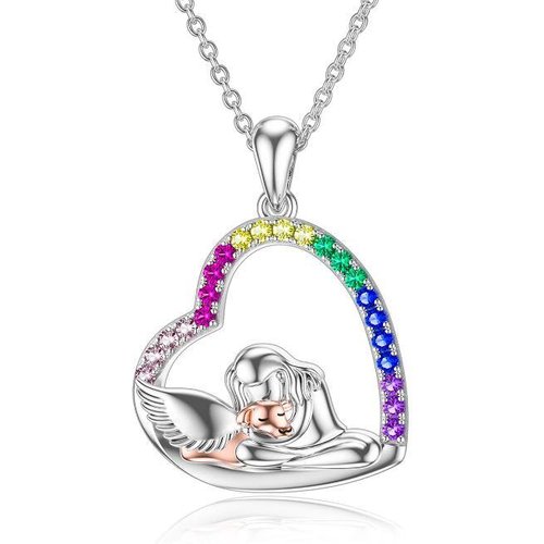 Sterling Silver Circular Shaped Cubic Zirconia Dog Pendant Necklace