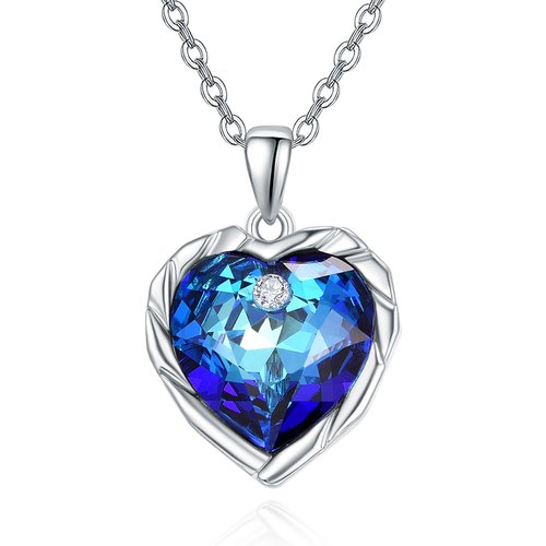Sterling Silver Circular Crystal With Zircon Pendant Necklace For Women