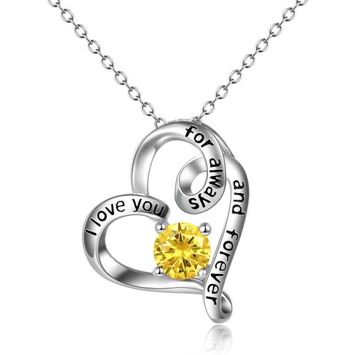 Sterling Silver Circular Cubic Zirconia Heart Engraved Necklace for Women