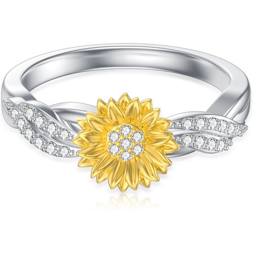 Sterling Silver Round Shaped Lab Created Diamond Custom Sunflower Ring 3EX IGI Certified