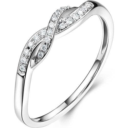 Sterling Silver Round Shaped Moissanite Infinity Symbol Wedding Ring