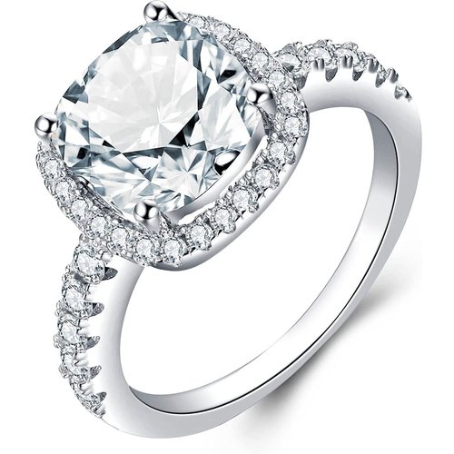 Sterling Silver Round Shaped Moissanite Round Wedding Ring