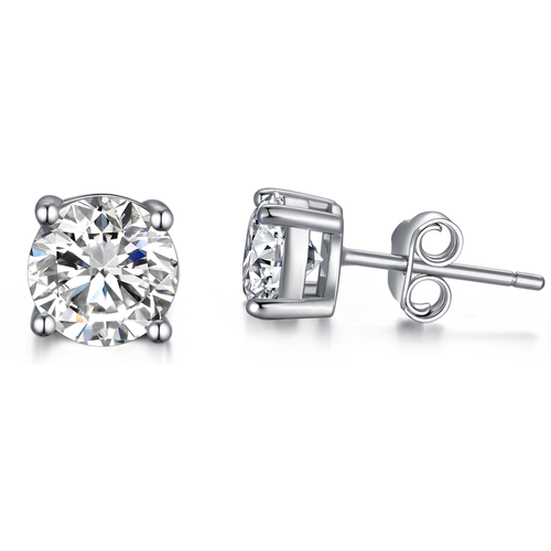Sterling Silver Circular Shaped Moissanite Stud Earrings