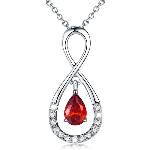 Sterling Silver Circular Shaped & Pear Shaped Cubic Zirconia Infinite Symbol Pendant Necklace