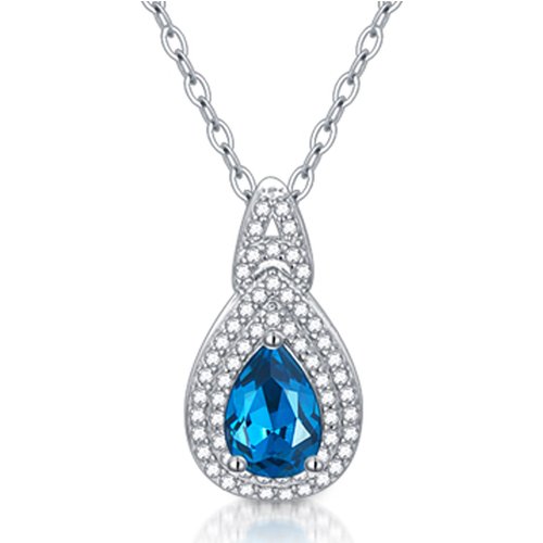Sterling Silver Pear Topaz Drop Shape Pendant Necklace For Women Best Friend