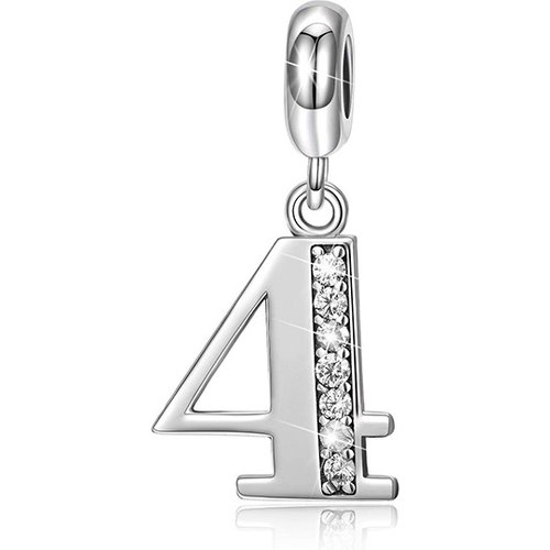 Sterling Silver Circular Shaped Cubic Zirconia Roman Numerals Dangle Charm