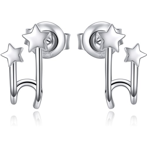 Sterling Silver Circular Shaped Star Stud Earrings