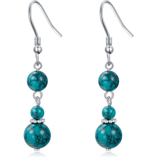 Sterling Silver Circular Shaped Turquoise Drop Earrings