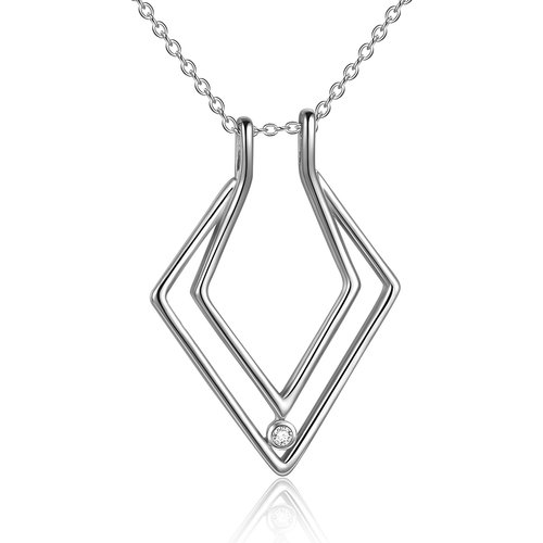 Sterling Silver Circular Shaped Zircon Ring Holder Pendant Necklace