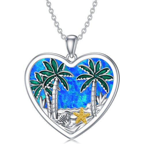 Sterling Silver Coconut Tree Pendant Necklace