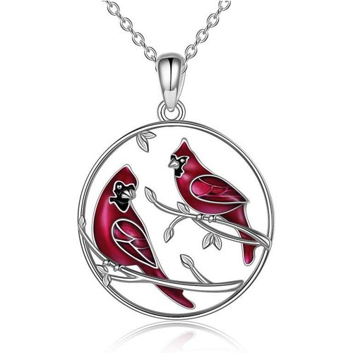 Sterling Silver Couple Cardinal Pendant Necklace