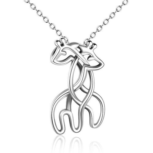 Sterling Silver Couple Giraffe Pendant Necklace for Lovers
