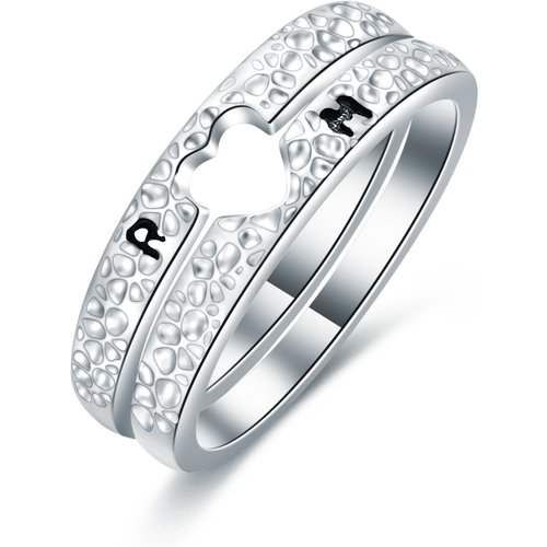 Sterling Silver Heart Matching Couple Rings Anniversary Gift For Men Women