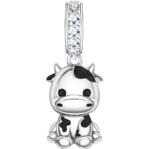 Sterling Silver Cubic Zirconia Cow Dangle Charm
