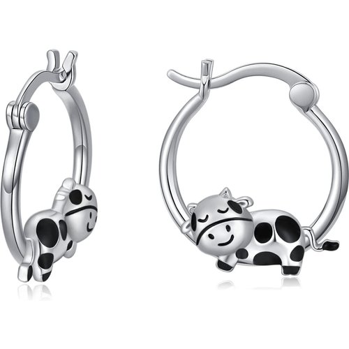 Sterling Silver Cow Hoop Earrings