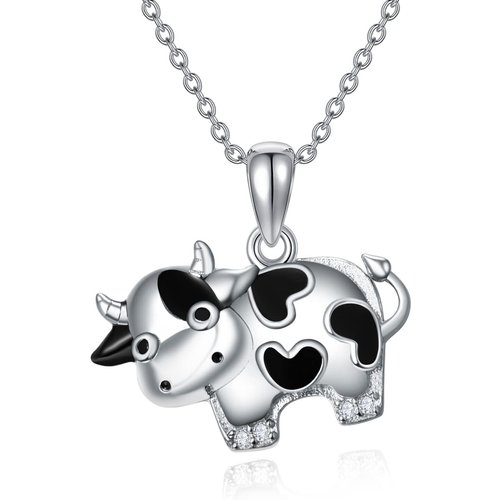 Sterling Silver Cow Pendant Necklace Gift for Girls