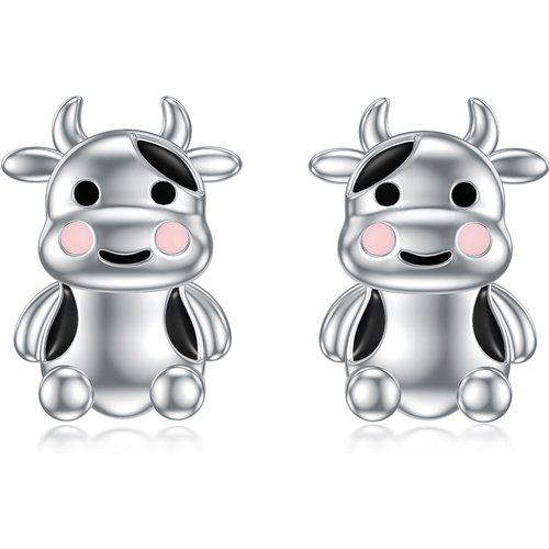 Sterling Silver Cow Stud Earrings