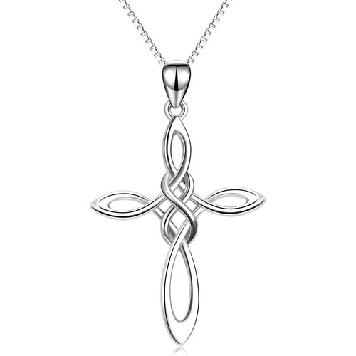 Sterling Silver Cross & Infinity Symbol Pendant Necklace