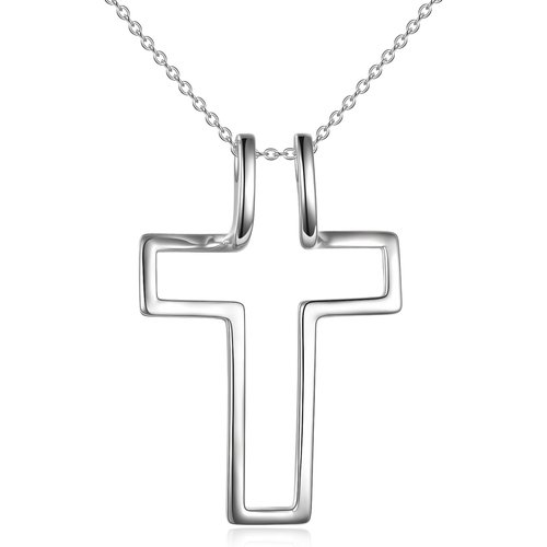 Sterling Silver Cross & Ring Holder Pendant Necklace