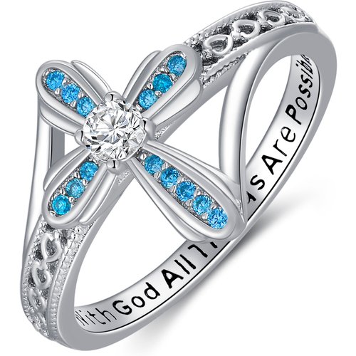 Sterling Silver Cubic Zirconia Cross Ring