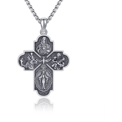 Sterling Silver Cross & Saint Christopher Pendant Necklace