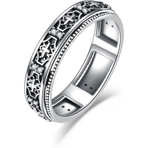 Sterling Silver Cubic Zirconia Cross Spinner Ring