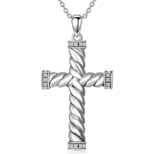 Sterling Silver Cubic Zirconia Cross Urn Necklace for Ashes