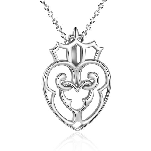 Sterling Silver Crown & Interlocking Hearts Pendant Necklace For Women Best Friends