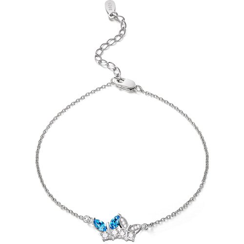 Sterling Silver Crystal Butterfly Charm Bracelet
