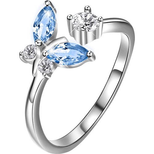 Sterling Silver Crystal Butterfly Ring