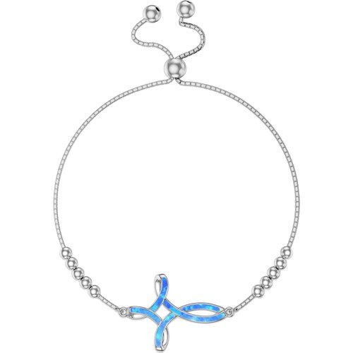 Sterling Silver Crystal Celtic Knot Charm Bracelet