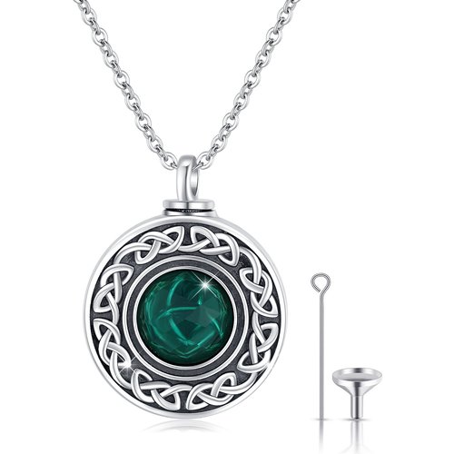 Sterling Silver Crystal Celtic Knot Urn Necklace for Ashes