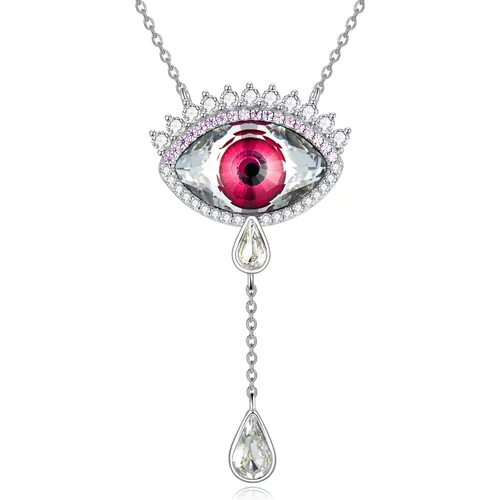 Sterling Silver Crystal Evil Eye Pendant Necklace