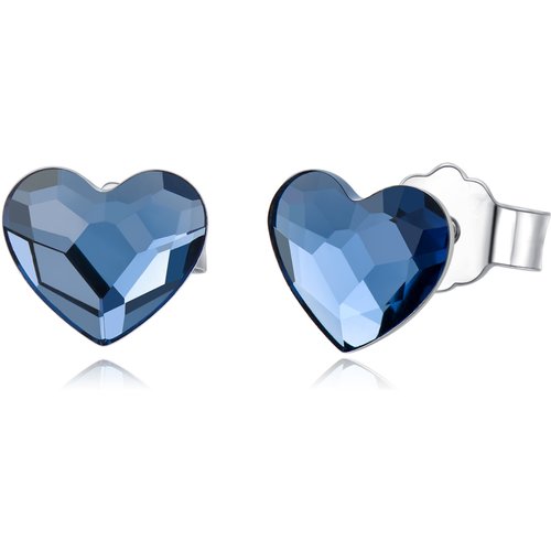 Sterling Silver Crystal Heart Stud Earrings