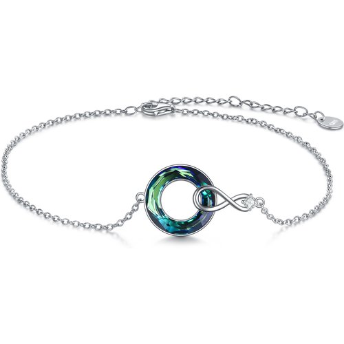 Sterling Silver Crystal Infinite Symbol Single Layer Anklet